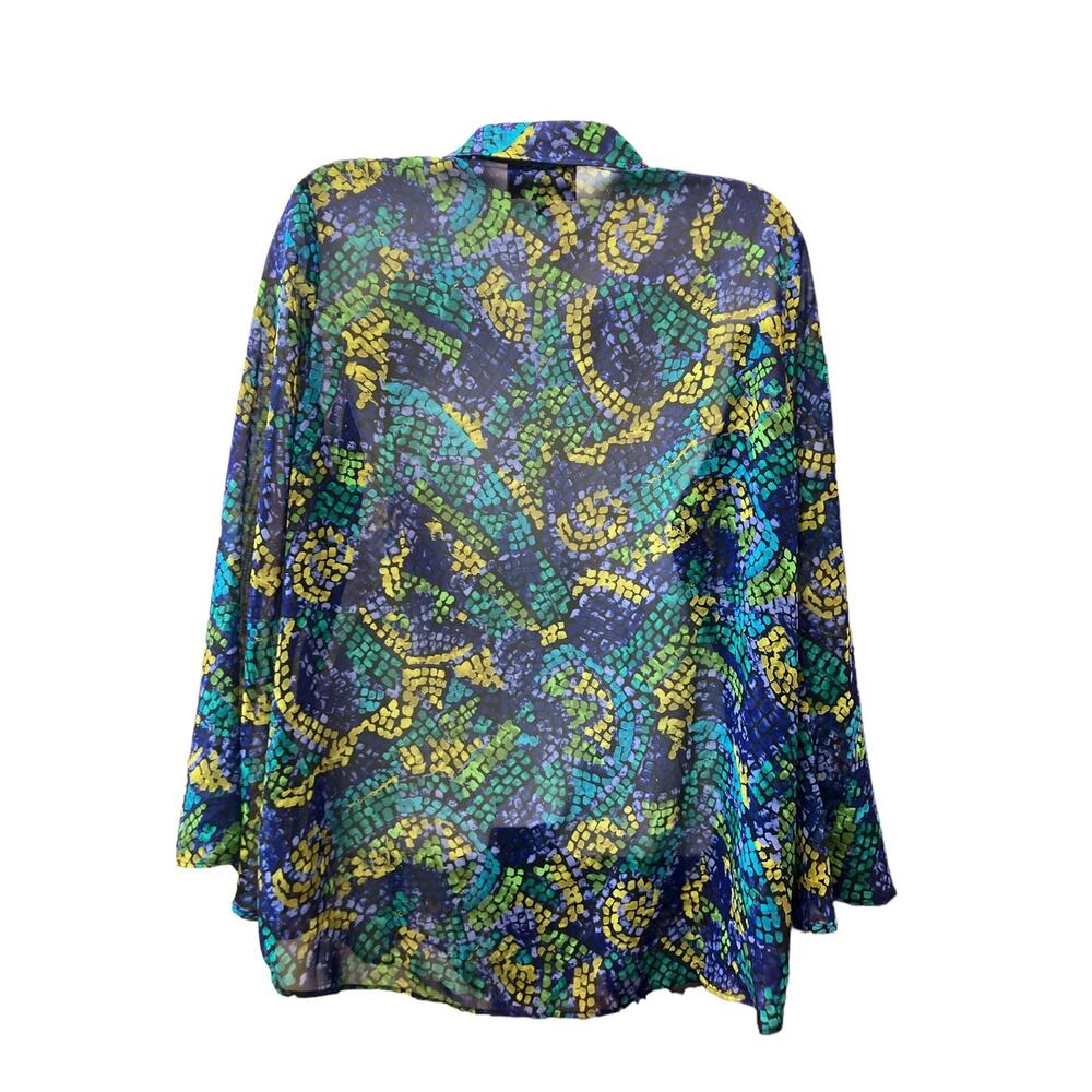 Slinky Brand Women's Multicolor Abstract Print Button-Up Blouse | Size XL - Picture 2 of 9